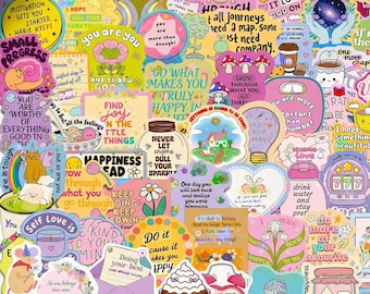 100pcs Positive Affirmations Stickers, Colorful Doodle Quote Decals, Waterproof Vinyl For Planner Journal Kindle, Mental Health Gift