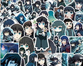 10/50 adesivos Demon Slayer, adesivos de anime com garoto da névoa, estética kawaii de mangá, vinil à prova d'água para garrafa de água, caderno, presente para otaku