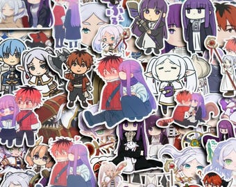 50 pegatinas de maga elfa chibi, lindas calcomanías de anime de dibujos animados coreanos, chica kawaii de pelo blanco, vinilo impermeable para caja de almacenamiento de agenda