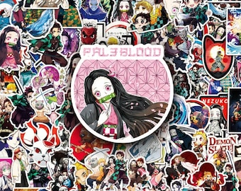 100pcs Japanese Demon Hunter Stickers - Anime Swordsman Decal Pack - Shonen Manga Aesthetic Vinyl Set - Waterproof Laptop Stickers