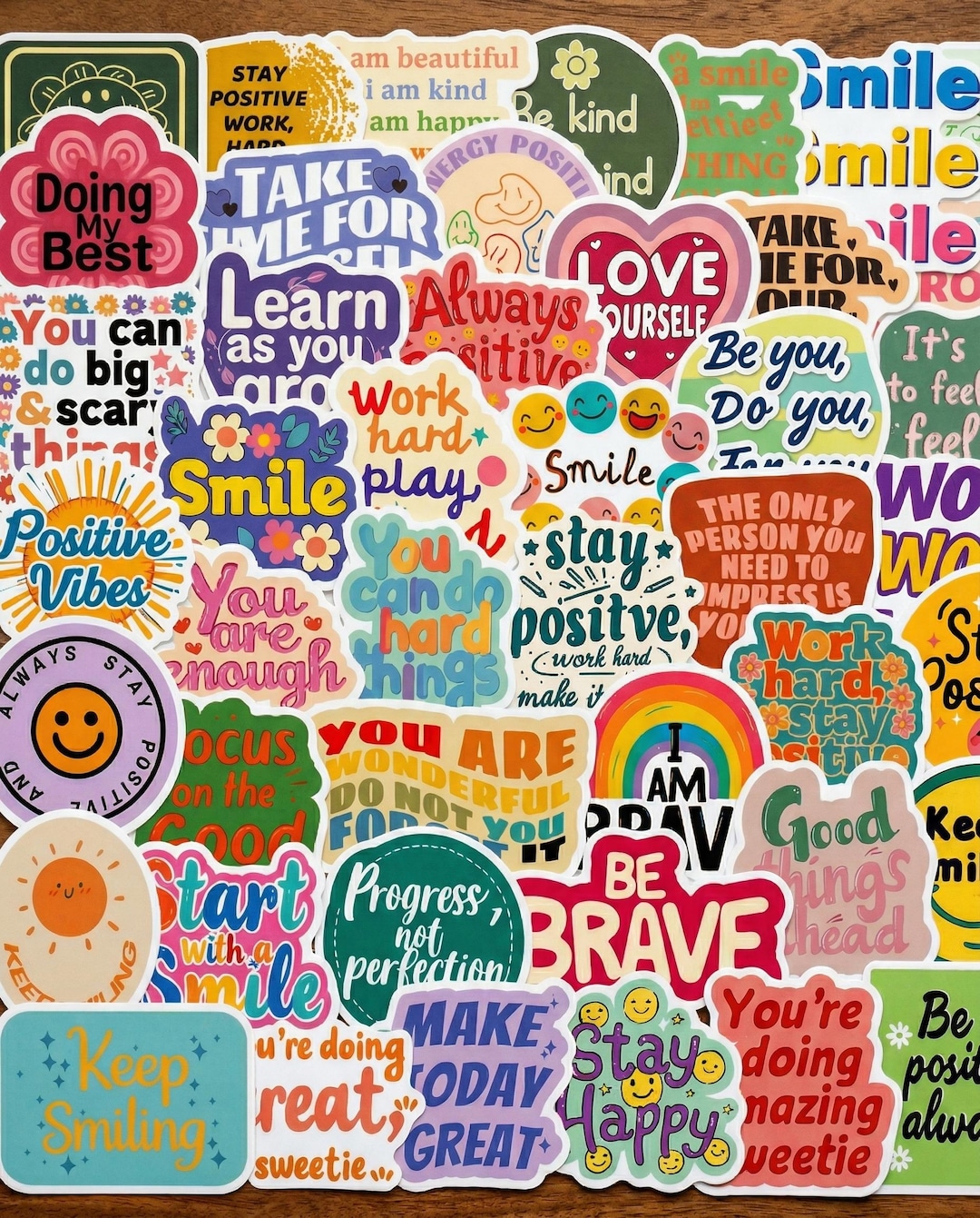 50pcs Positive Affirmations Stickers Inspirational Quote Doodle Decals ...