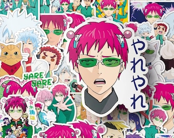 50 pegatinas de la desastrosa vida del anime Saiki, paquete de manga Coffee Jelly, vinilo impermeable para caja de almacenamiento de agenda