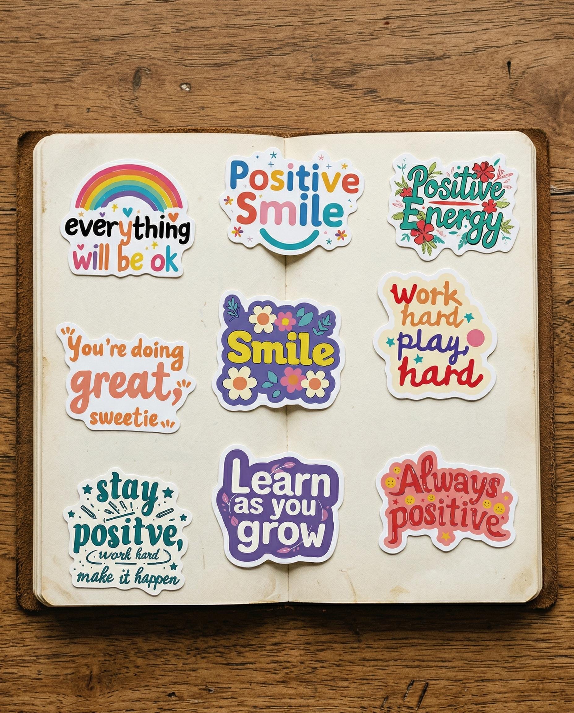 50pcs Positive Affirmations Stickers Inspirational Quote Doodle Decals ...