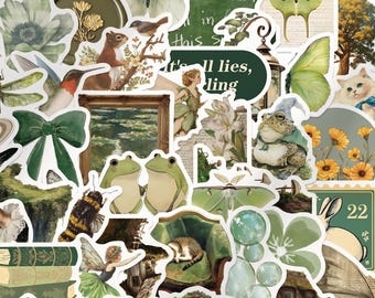 64pcs Fairycore Aesthetic Stickers, Vintage Luna Moth Fairy Decals, Waterproof Vinyl For Kindle Journal, Cottagecore Girl Gift