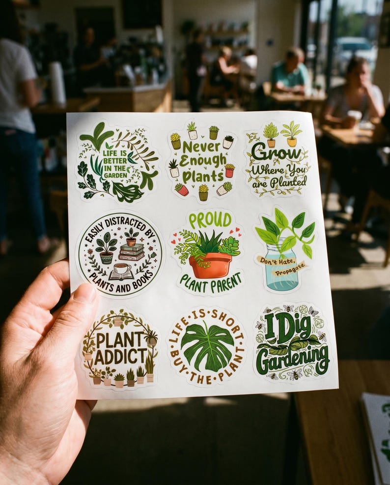 50pcs Funny Plant Lover Stickers, Crazy Plant Lady Potted Succulent Decals, Waterproof Vinyl For Kindle Planner Tumbler, Plant Mom Gag Gift image 2