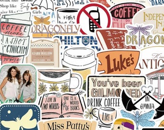 52pcs Cozy Autumn Town Stickers, Coffee Cup Dragonfly Bookish Decals, Waterproof Vinyl For Kindle Laptop Journal, Coffee Lover Gift