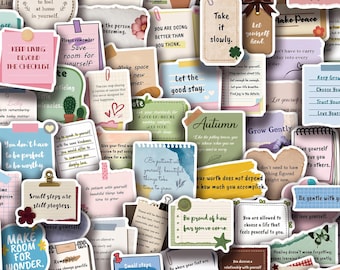 100pcs Positive Affirmation Stickers, Healing Era Pastel Sticky Note Decals, Waterproof Vinyl Pack For Kindle Planner, Mental Health Gift