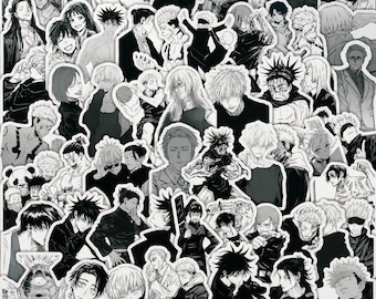 53 pegatinas de manga de fantasía oscura, paquete de vinilo impermeable con estética grunge para bullet journal y Kindle, regalo para fans del anime.