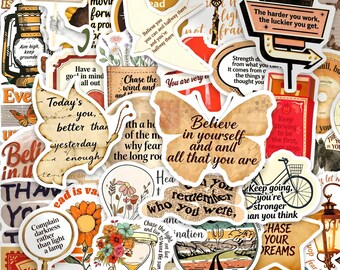 50 pegatinas con afirmaciones positivas, calcomanías con citas vintage, vinilo impermeable para Kindle, Hobonichi Weeks, regalo para la salud mental