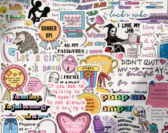 50pcs Funny Meme Stickers, Unhinged Sarcastic Aesthetic Decals, Waterproof Vinyl For Kindle Insert Ipad Case, Funny Gag Gift