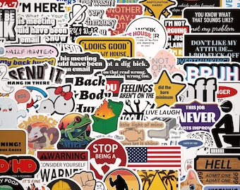 100pcs Unhinged Meme Stickers, HR Violation Bare Minimum Decals, Waterproof Vinyl Pack For Kindle Laptop, Coworker Gag Gift