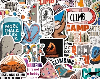50pcs Rock Climbing Stickers, Bouldering Chalk Bag Carabiner Decals, Waterproof Vinyl For Kindle Cooler Helmet, Outdoor Climber Gift