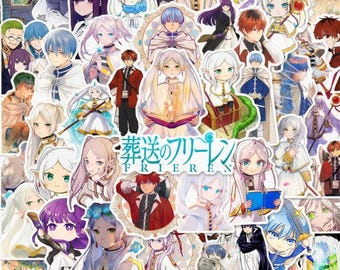 50 pegatinas de maga elfa de fantasía, calcomanías de grafiti de anime, chica de pelo blanco de viaje mágico, paquete de vinilo impermeable para portátil, monopatín y equipaje