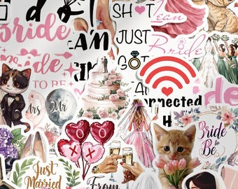 50pcs Bride To Be Stickers, Diamond Ring Bride Squad Decals, Waterproof Vinyl For Wedding Planner Tumbler, Bridal Shower Gift