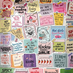 50-pack Smut Bookish-klistermärken för Kindle, Spicy Romance Reading-dekaler, Girly Bullet Journal-klistermärken