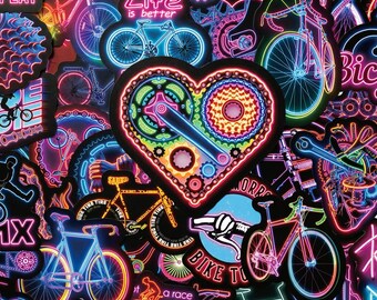 Paquete de 50 pegatinas de neón para bicicleta para Kindle, calcomanías estéticas Y2K para portátiles, pegatinas para Bullet Journal.