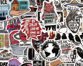 52 pegatinas de activismo, calcomanías estéticas punk rock grunge, vinilo impermeable para fundas de Kindle y iPad, regalo rebelde de justicia social