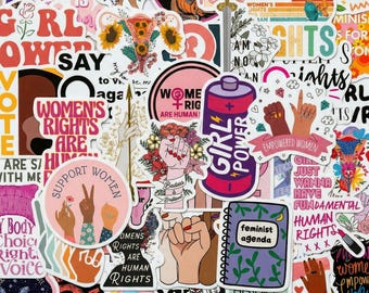 100 pegatinas feministas, calcomanías de dibujos animados de Girl Power, empoderamiento femenino, paquete de vinilo impermeable para portátil, guitarra y diario.