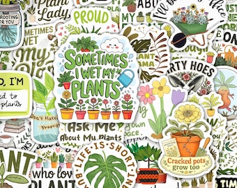 50pcs Funny Plant Lover Stickers, Crazy Plant Lady Potted Succulent Decals, Waterproof Vinyl For Kindle Planner Tumbler, Plant Mom Gag Gift
