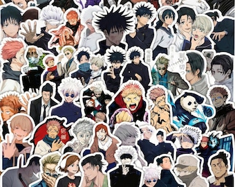 53 pegatinas coloridas de anime de acción, calcomanías de manga de luchadores mágicos, paquete de vinilo impermeable para portátil, botella de agua, regalo otaku