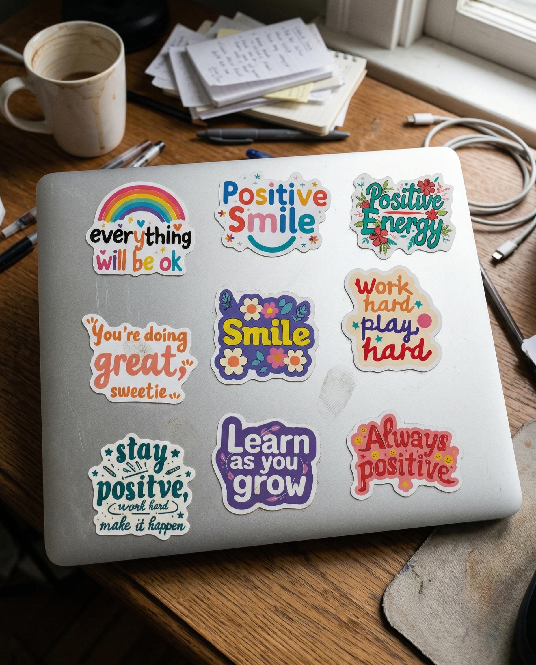 50pcs Positive Affirmations Stickers Inspirational Quote Doodle Decals ...