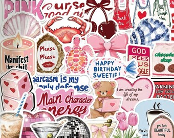50 pegatinas para agendas con diseño de chica, calcomanías estéticas suaves para chicas, vinilo impermeable para Kindle, Bujo, regalo motivacional para chicas.