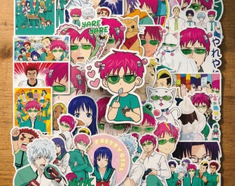 50 pegatinas de la desastrosa vida del anime Saiki, paquete de manga Coffee Jelly, vinilo impermeable para caja de almacenamiento de agenda