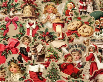 50pcs Victorian Christmas Stickers, Merry And Bright Classic Santa Decals, Waterproof Vinyl Pack For Planner Journal, Scrapbooker Gift