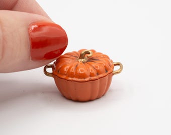 Miniature Pumpkin Cocotte | 1:12 Scale | Fall Dollhouse Kitchen