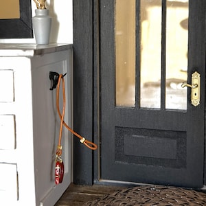 1:12 Scale Dog Leash & Collar Set | Miniature Wall Hook | Dollhouse Entryway Decor | Dog Lover Gift