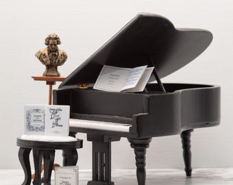 Libretos de partituras en miniatura / Escala 1:12 / Beethoven, Mozart, Haydn, Mendelssohn / Sala de música para casas de muñecas