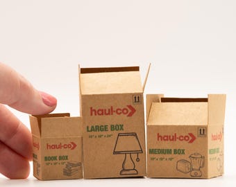 Cajas de mudanza en miniatura / Escala 1:12 / Accesorio para el día de la mudanza de la casa de muñecas
