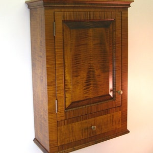 Tiger Maple Spice Cabinet Wall Cupboard with Drawer image 3