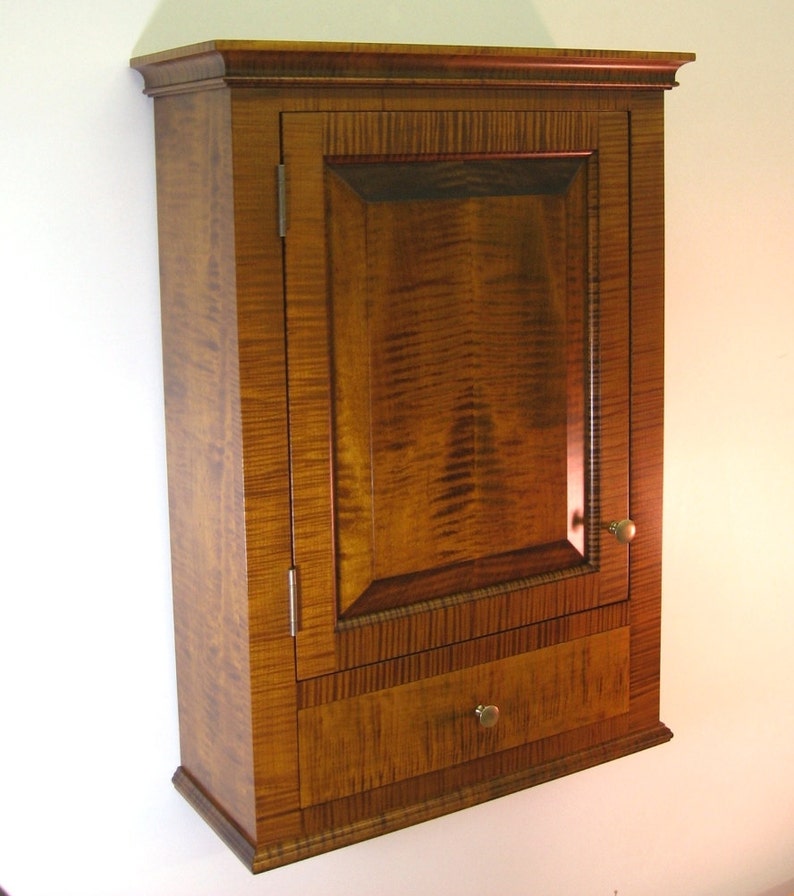 Tiger Maple Spice Cabinet Wall Cupboard with Drawer image 3