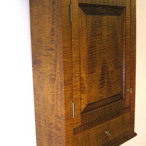 Tiger Maple Spice Cabinet Wall Cupboard with Drawer image 5