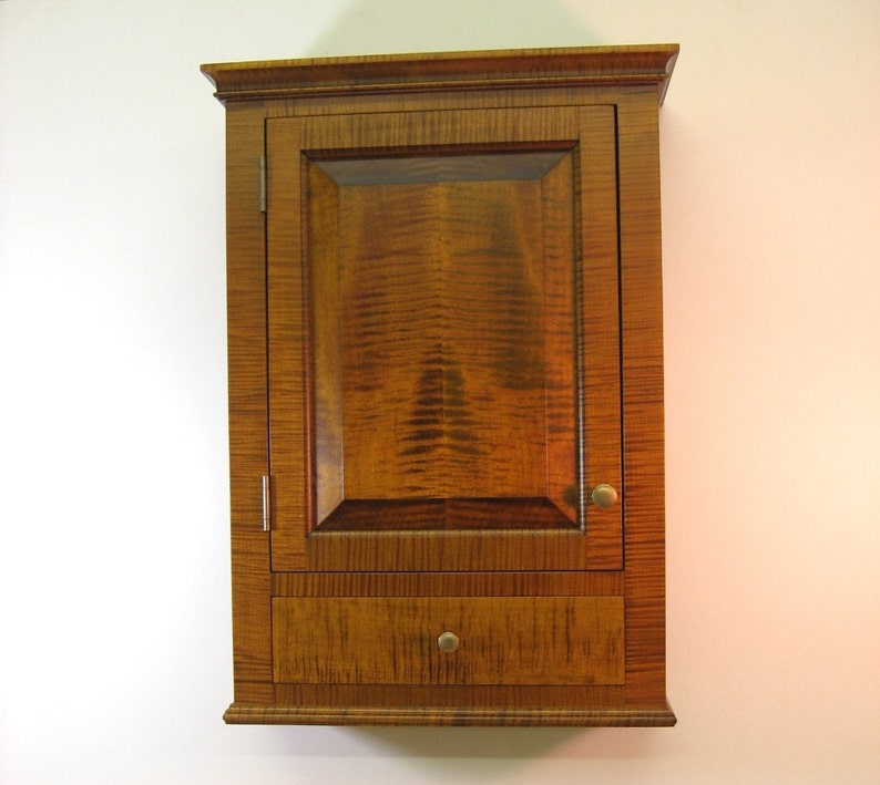 Tiger Maple Spice Cabinet Wall Cupboard with Drawer image 1