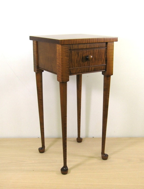 Items similar to Tiger Maple End Table with Drawer on Etsy