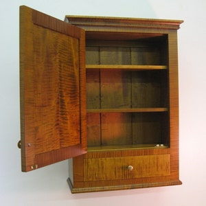 Tiger Maple Spice Cabinet Wall Cupboard with Drawer image 2