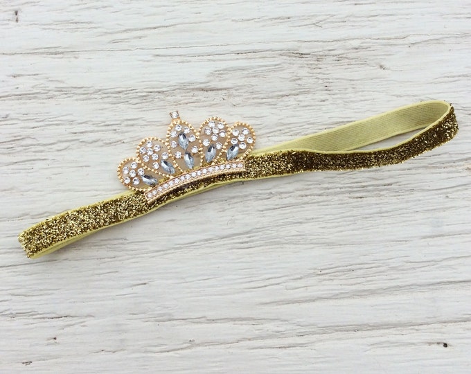 Gold Tiara Baby Girl Hair Crown Headband Toddler Little Girl Etsy