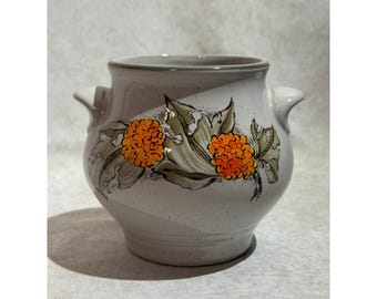 Pfalzkeramik Germania Marigold Floral Gres Crock Speckled Pottery Planter