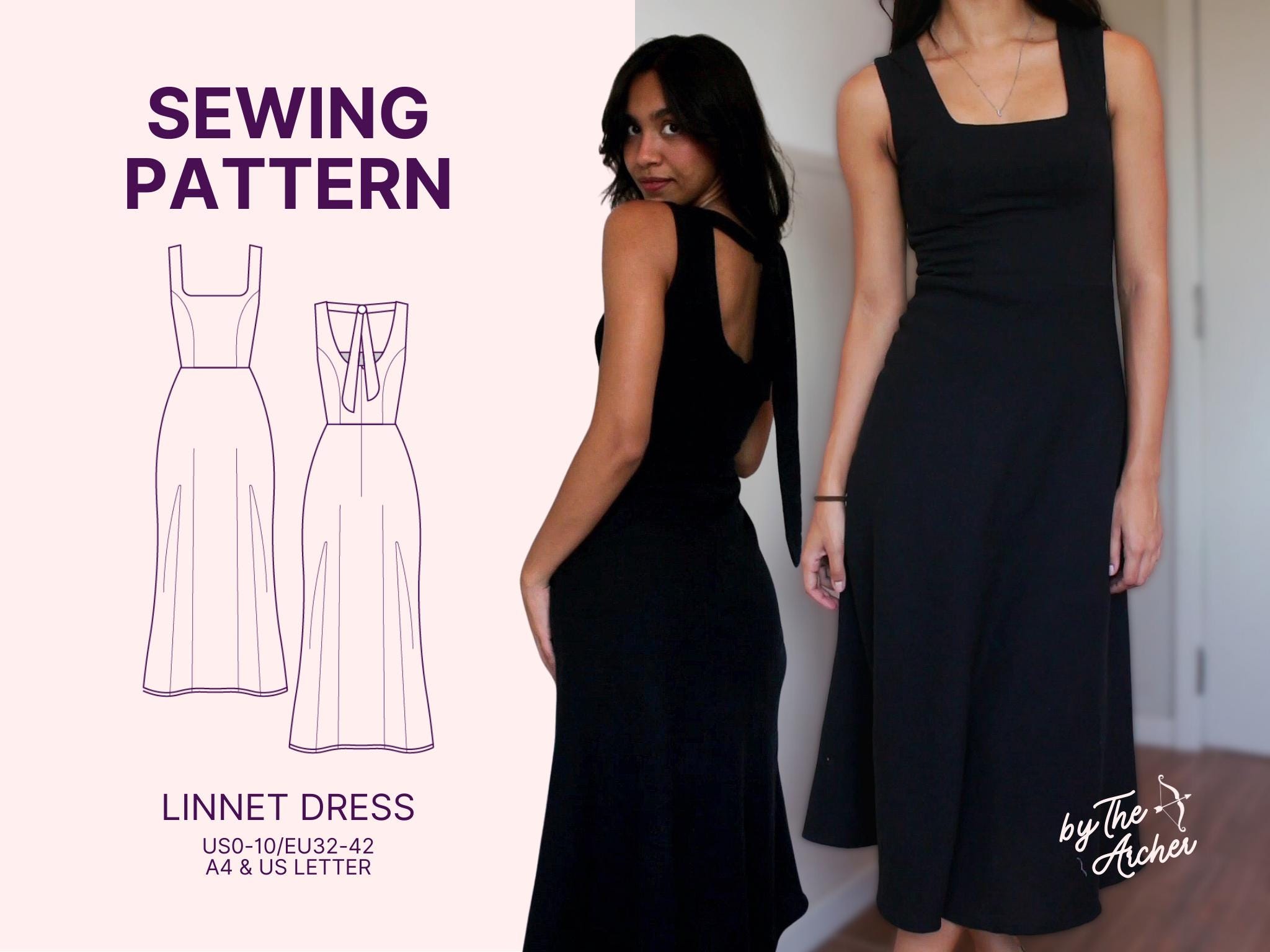 Midi Dress Digital PDF Sewing Pattern / Princess Seam, Bias Skirt ...