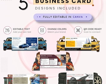 Automotive Transport Foldable Business Cards | 5 Canva Designs (Digital Download)