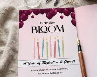 Birthday Reflection Journal | Year Growth Prompts, Healing, Goals (Digital Download)