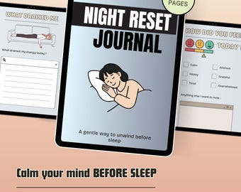 Night Reset Journal | Evening Reflection, Anxiety Relief (Digital PDF)