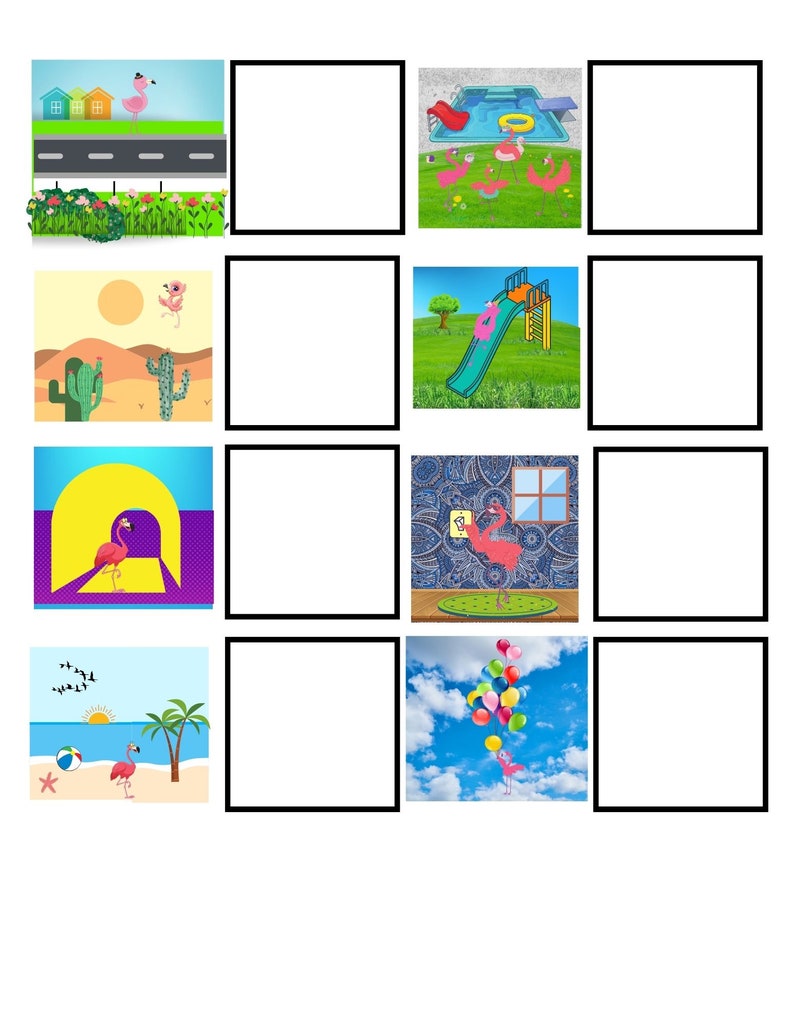 Flamingo Fun Preposition Sorting File Folder Game Etsy