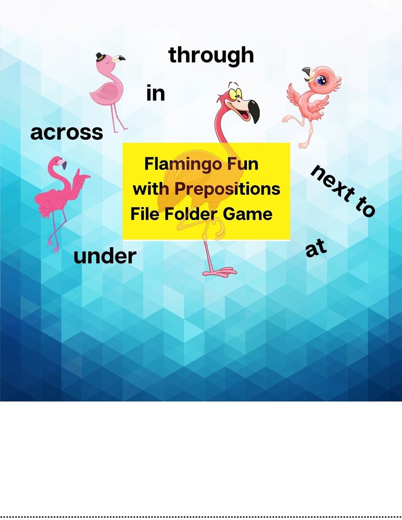 Flamingo Fun Preposition Sorting File Folder Game Etsy