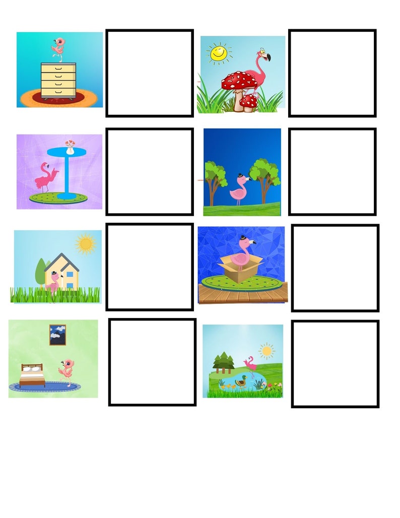 Flamingo Fun Preposition Sorting File Folder Game Etsy