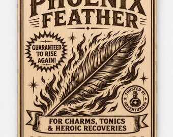 Phoenix Feather Fantasy Apothecary Wood Sign, Vintage Potion Shop Wall Decor