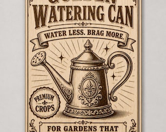 Golden Watering Can Game Inspired Birch Sign, Cozy Farming Wall Decor