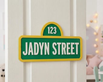 Custom Street Sign for Kids Room (2 sizes) – Personalized Name Sign –Iconic Playroom Wall Art